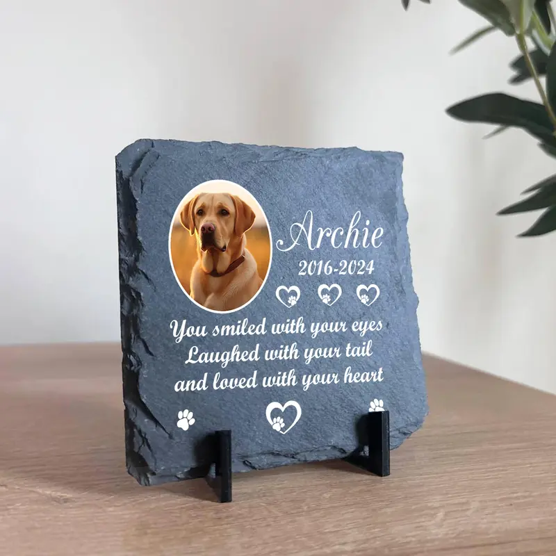Personalised Pet Memorial Plaque with Photo and Text Slate 3