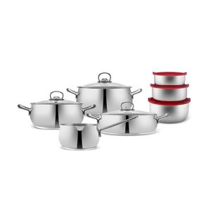 Karaca Cook and Store 13-Piece Stainless Steel Induction Cookware Set, Silver