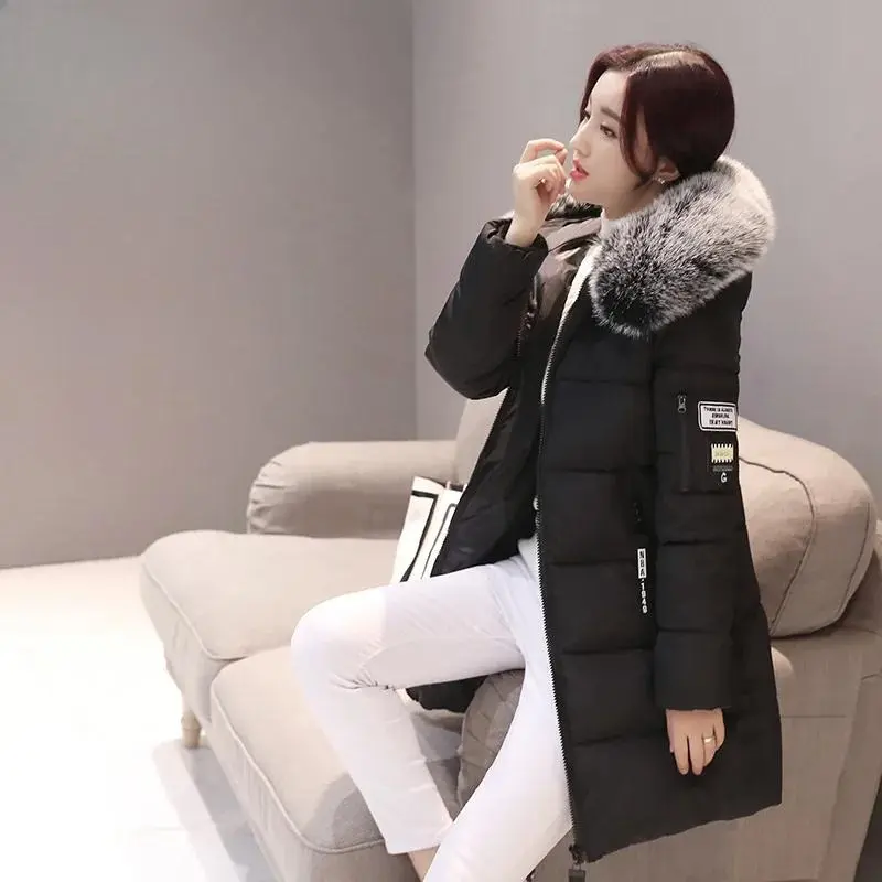 Parka Women 2024 Winter Coats Long Cotton Casual Fur Hooded Jackets Women Thick Warm Winter Parkas Female Womenswear Tops