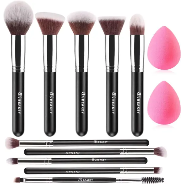 BEAKEY Diversity Make up Brushes 12Pcs Makeup Kit with 2pcs Blender Sponges - Cosmetic 0
