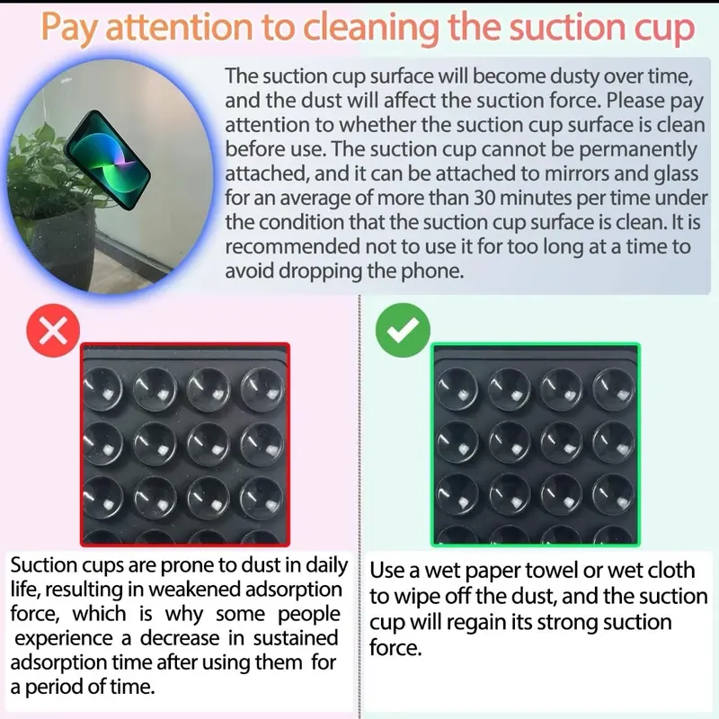 2pc Mount Cellphone Grip StandSilicone Phone Holder with Camera Lens Protection and Strong Suction for iPhone 16 and Other Smartphones - Installation 4