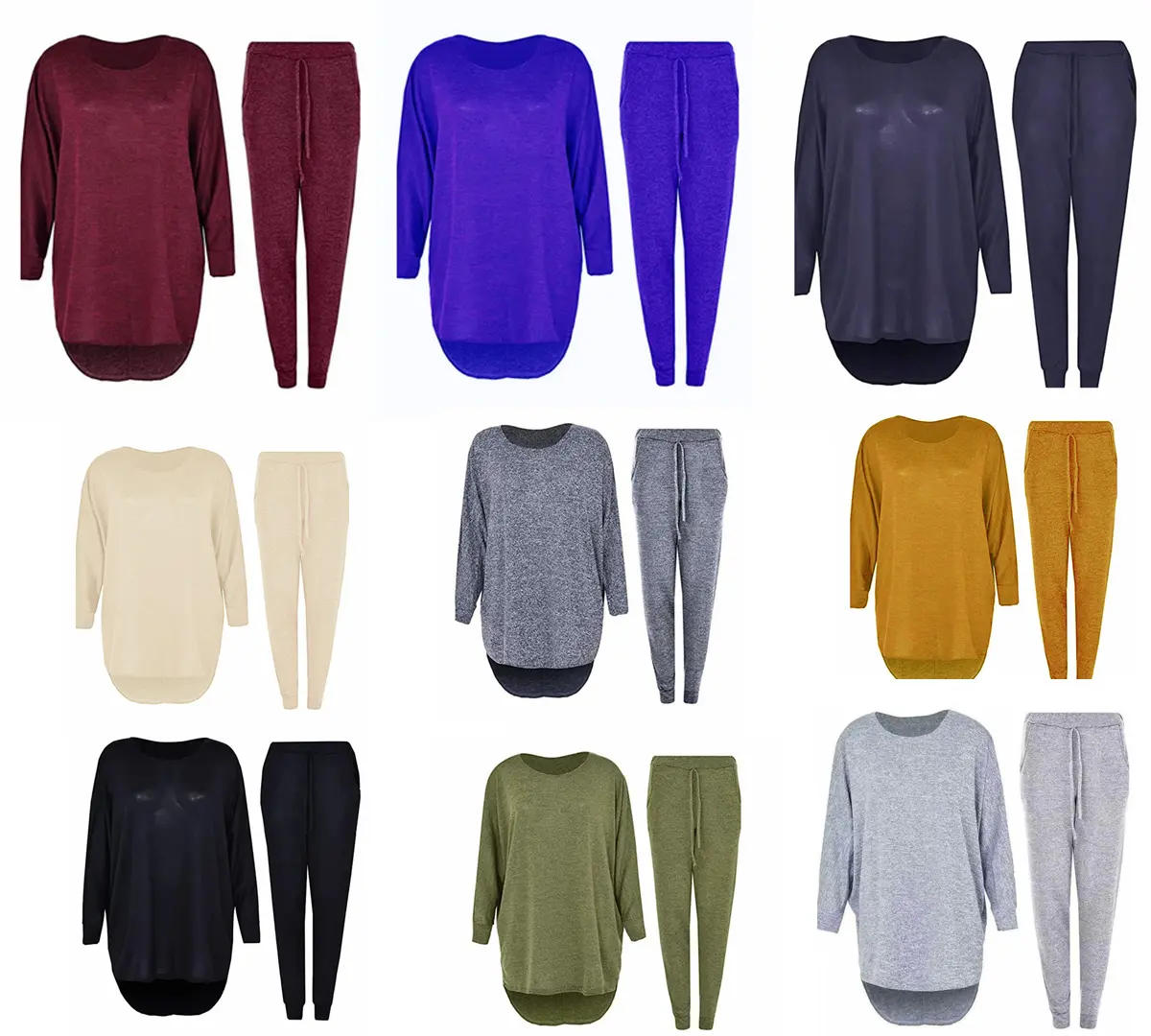 Fashion Luva 2 piece sweatsuits set for women|loungewear sets for women plus size|high low top and Open Hem bottom Fashion Pajama Nightwear Womenswear Style size 08-30 Wide Leg Pajama Set Pjs Homewear Basic Long Sleeve Top Summer Winter womens  loungewear