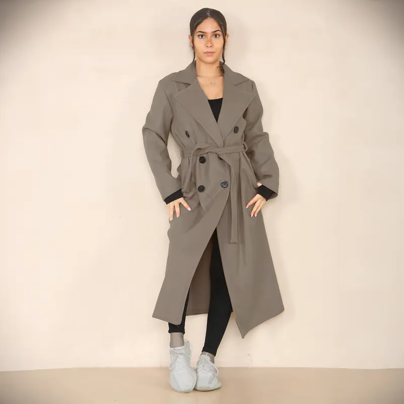 WOMENS BUTTON LAPEL WAIST TIE SOFT THERMAL COAT Chic Collar / Pockets Fashion Essential Comfortable Belt Womenswear Casual Elegance Elegant Jackets 8-14 16-20 PLUS SIZE 8
