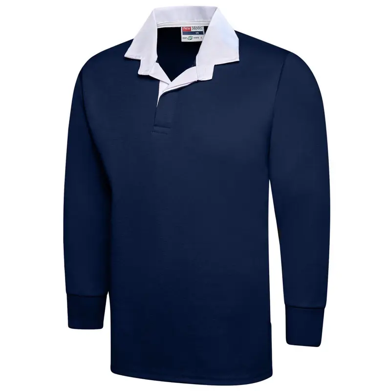 Men’s Plain Rugby Long Sleeve Sport Jersey  Embroidered Logo 7