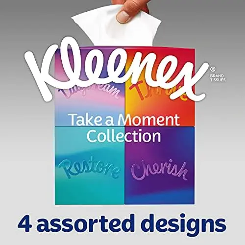Kleenex Take a Moment Collection Tissues - 12 Cube Tissue Boxes - In Aid of Mind - Contains 4 Different Designs 5