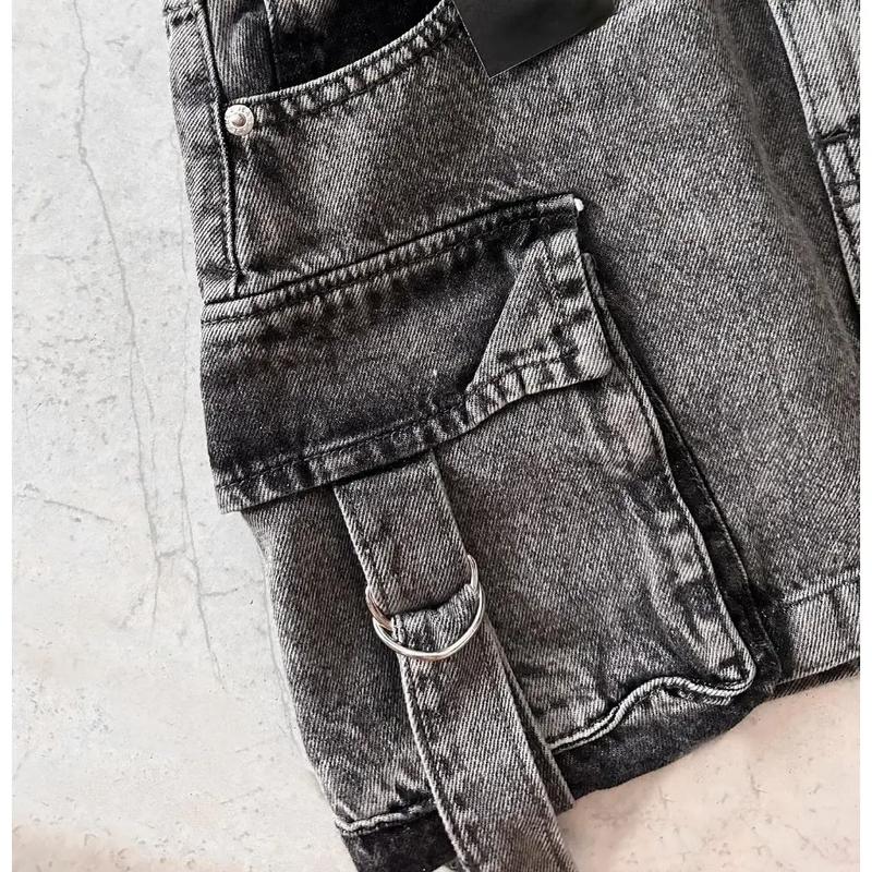 Harajuku Multiple Pockets Denim Plaid Skirt Vintage Goth Black Y2k Mini Skir Fashion Womens Casual Versatile Sexy Streetwear 7