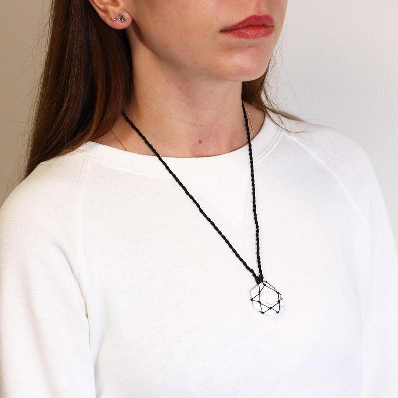 White Howlite Hexagon Pendant – Calming Gemstone Necklace 3