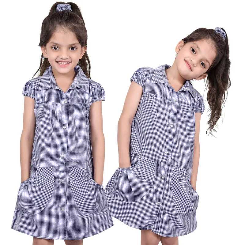 A2Z 4 Kids Girls School Uniform 2 Pack Pleated Gingham Checked Summer Dress Age 3 4 5 6 7 8 9 10 11 12 13 14 Years 3