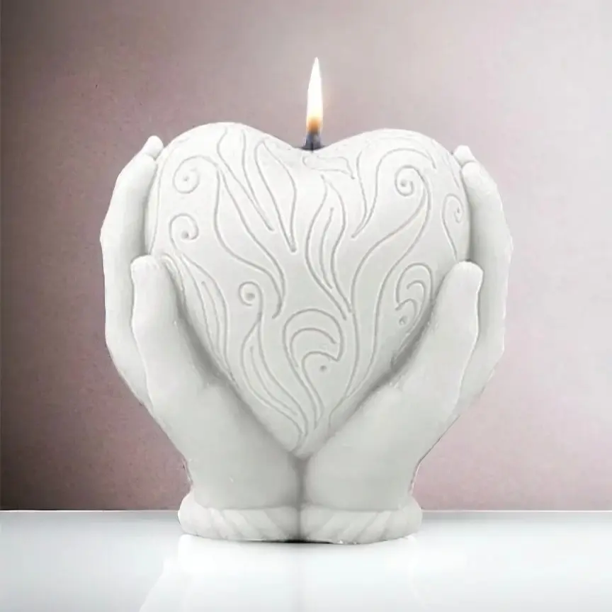 Love Hand Pillar Candle - HANDMADE
