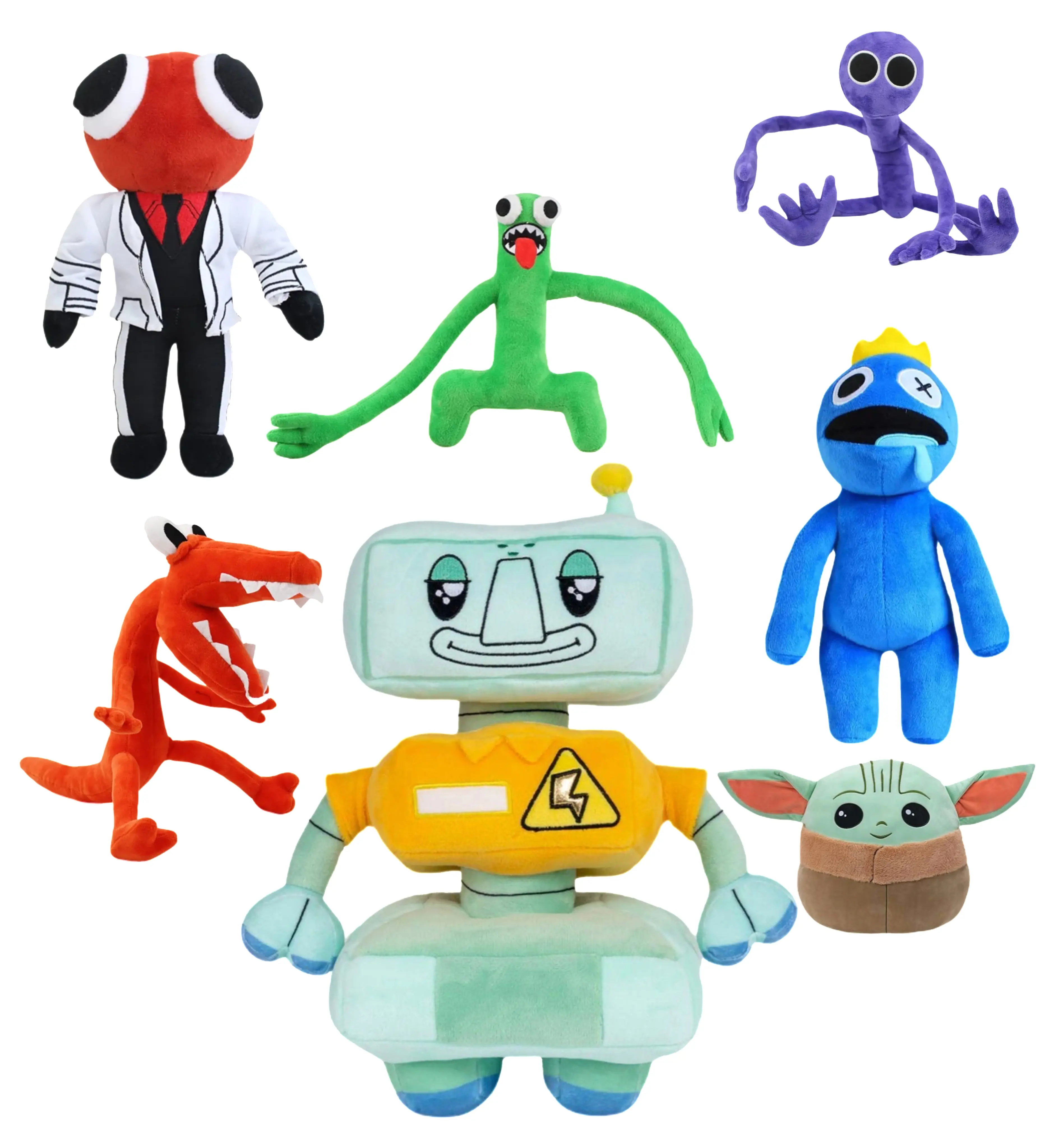 Rainbow Monsters Plush Toy Set - 7-Piece Colorful Soft Stuffed Figures for Kids & Collectors - Perfect Gift for Boys & Girls - UK Stock