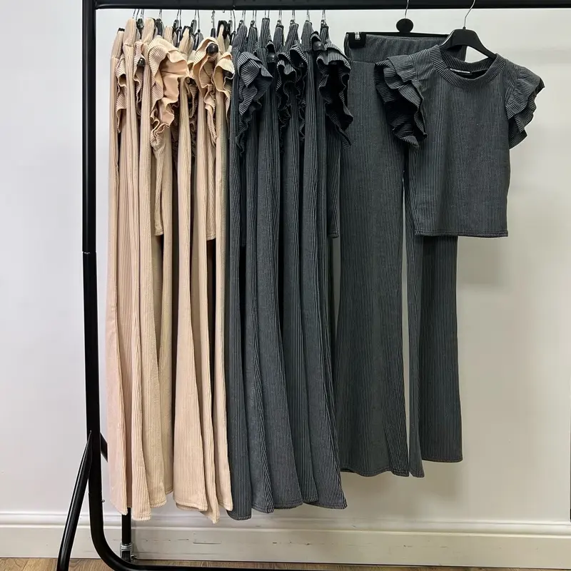 Women’s Frill Set with Flared High Waisted Leggings 5