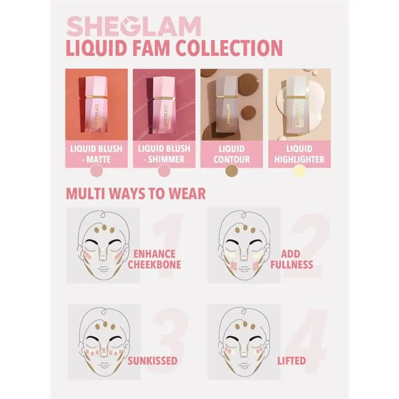 SHEGLAM Color Bloom Dayglow Liquid Blush Shimmer Finish-Love Cake Glowing Gel Cream Blush Long Lasting Non-Fading Highly Pigmented Lightweight Long Wear Smooth Blusher Winter Pink Gifts Blush Day Decor Love Gift Winter Makeup Party Fashion Girl Cosmetic 8