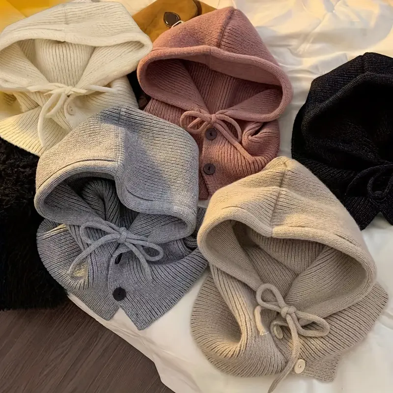 Cozy Knit Balaclava for Women - Soft, Warm Neck Warmer with Button Detail, Perfect for Outdoor Activities, Windproof & Ear-Protecting