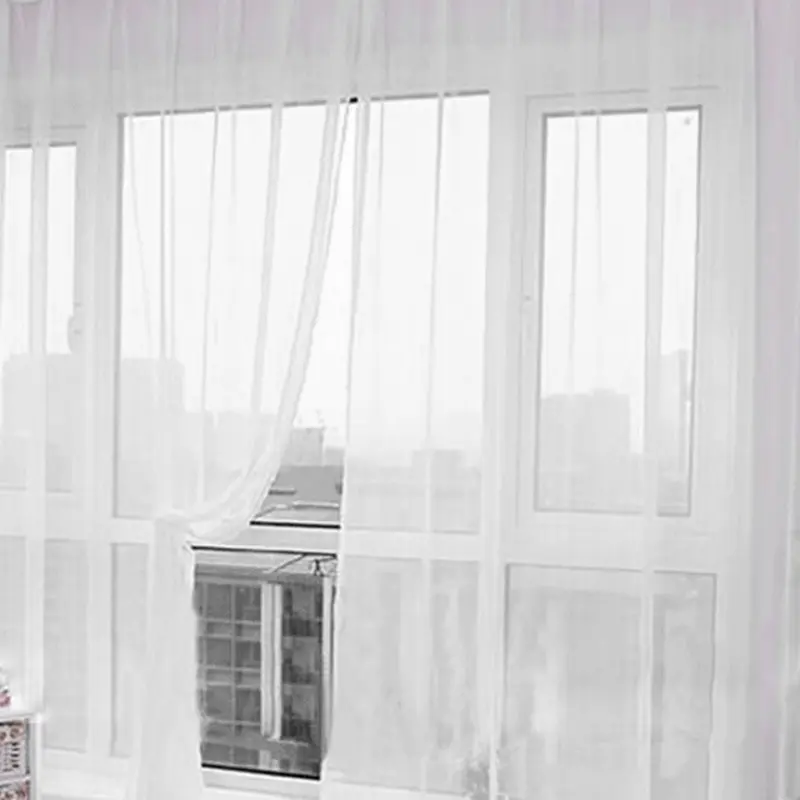 AceHome Sheer Voile Window Curtain Panel Sheer Curtains Net Curtains Privacy Protected Rod Pocket Window Curtains White 5