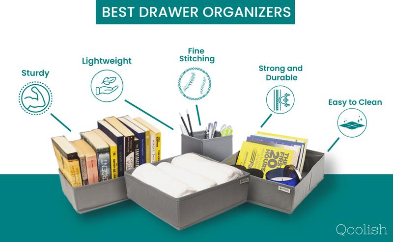 Product Introduction of Qoolish Drawer Organiser Set of 6 - Sturdy Clothes Drawer Organizer for Bedroom, Wardrobe and Drawer Boxes Lightweight   Shiny Pack Multicolor 5