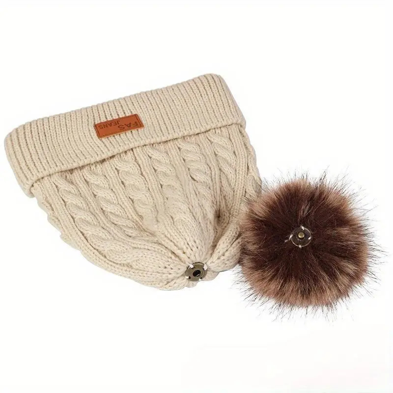 Festive Winter Knit Hat Set with Pom Pom, 3-in-1 Warmth Bundle: Thick Hat, Scarf, and Touchscreen Gloves for Ladies - Perfect for Cold Weather Outings 3
