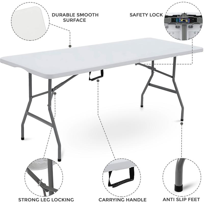 Catering Camping Heavy Duty Folding Trestle Table Picnic BBQ Party 4ft 5ft & 6ft 3