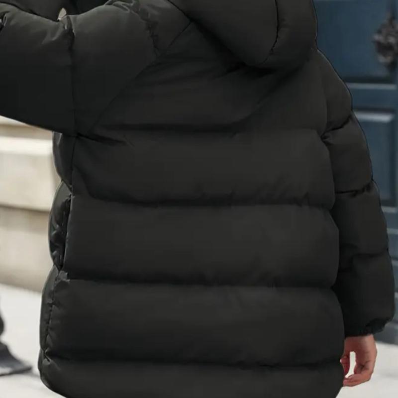 Women's Mid Length Belted Puffer Jacket with Large Pockets and Water Repellent Fabric - Strap, Tops, Cloth, Collar, Fleece, Traditional, Womenswear 5