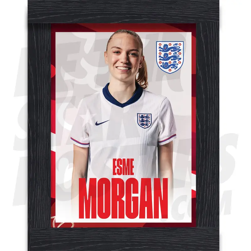 England Lionesses Morgan 24/25 Home Headshot Poster  - Officially Licensed Product Sizes A4 / A3 + Framed Option football  posters 1
