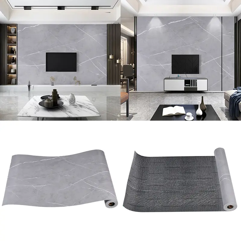 Livingandhome 3M Grey Marble Contact Wallpaper Self Adhesive 2