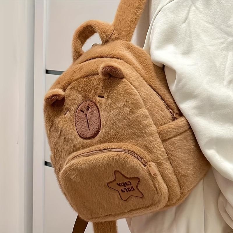 Product Introduction of New Capybara Plush Capybara Backpack Cute Versatile Furry Bag Female Cartoon Small Backpack 7