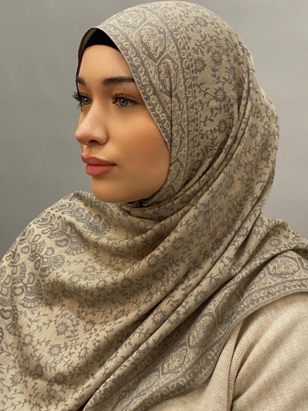 Pashmina Hijab, Women's Pattern Fashionable Warm Printed Scarf, Frosted Veil Hijab By Hudda 1
