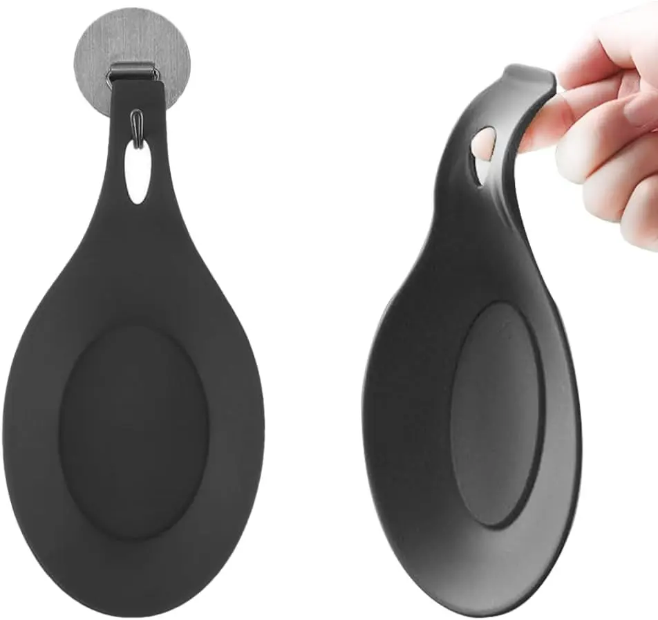 Spoon Rest, Kitchen Silicone Spoon Rest, Flexible Almond Shaped Silicone Kitchen Spoon Holder, Cooking Utensil Rest, Reusable Silicone Spoon Holder, Heat Resistant Spoon Shelf