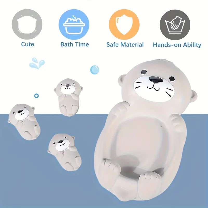 Good Oasis  Floating Otter Toy Collection: 1 Mama Otter Plus 3 Cubs, Soft Squeezable Toys for Bath Time Stacking and Parent - Child Water Fun in the Tub 2
