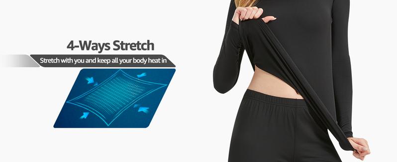 Product Introduction of Womens Thermal Underwear Set,Crew Neck Long Sleeved Base Layer Top & Leggings Multifunctional Home Thermal Base Layers for Sports Skiing Womenswear Comfort Basic Black Minimalist 7