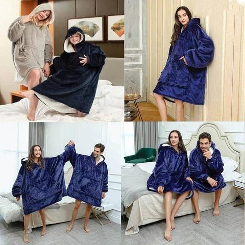 Hoodie Blanket  Couple style sherpa fleece  Wearable Thickened, TV Hoodie Blankets With Hood Long Sleeve Oversized   ,Warm and Cozy Snuggies Blanket Sweatshirt as Gifts for Mom Wife Girlfriend Clothes Comfort Womenswear Comfortable Fabric Soft Fit Loose 8