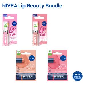 Nivea Lip Care Bundle with Lip Oil Pink & Rose 5.5ml and Caring Beauty Lip & Cheek Tint with SPF 30 Rose 5.5ml - Lipgloss, Gloss