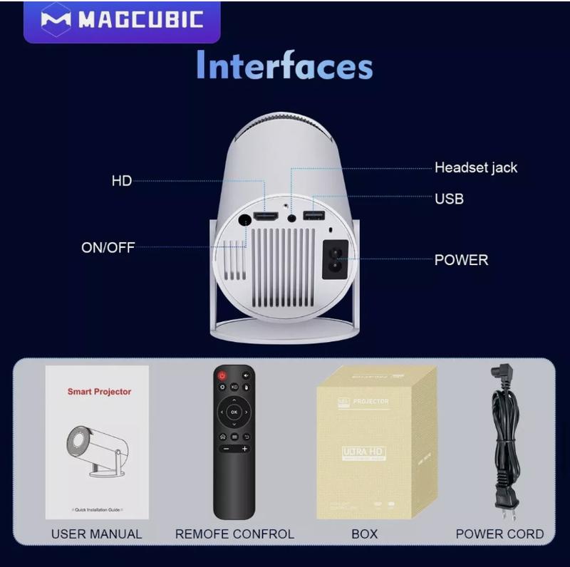 Magcubic Portable Projector-180° Rotatable, WiFi BT 5.0 with Remote Control - Indoor Outdoor Home Theater Projector - Audio projector bedroom projector projector hy300  projector 4k projector projector 4k ultra projector smart tv projector cosy  projector 5