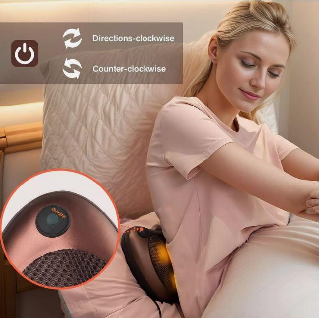 8 Kneading Electric Massagers Pillow Shiatsu Neck Back Lumbar Cushion Home Car Adjustable Handle Relaxing Comfort 3