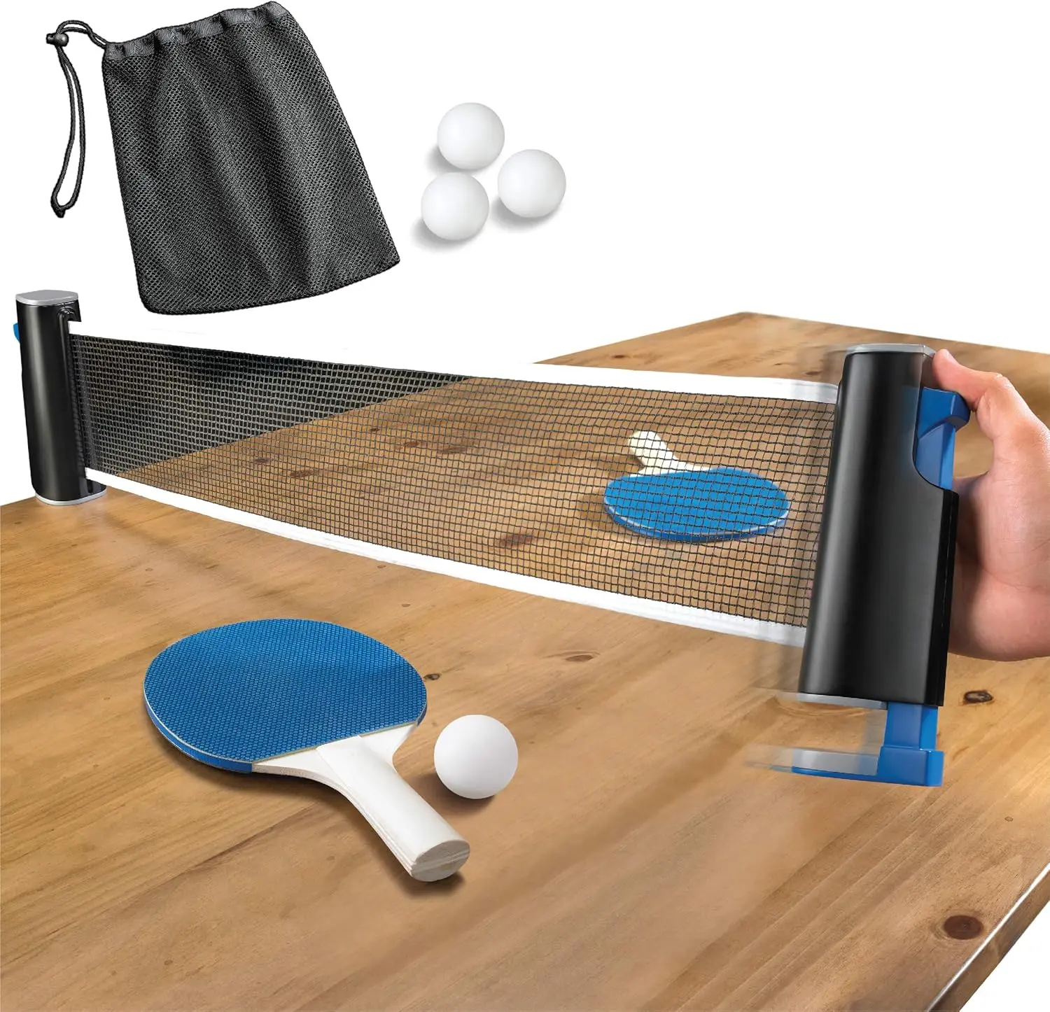 Retractable Table Top Tennis Equipment Fun Sport Xmas Gift Net Bat Ball Pin Pong