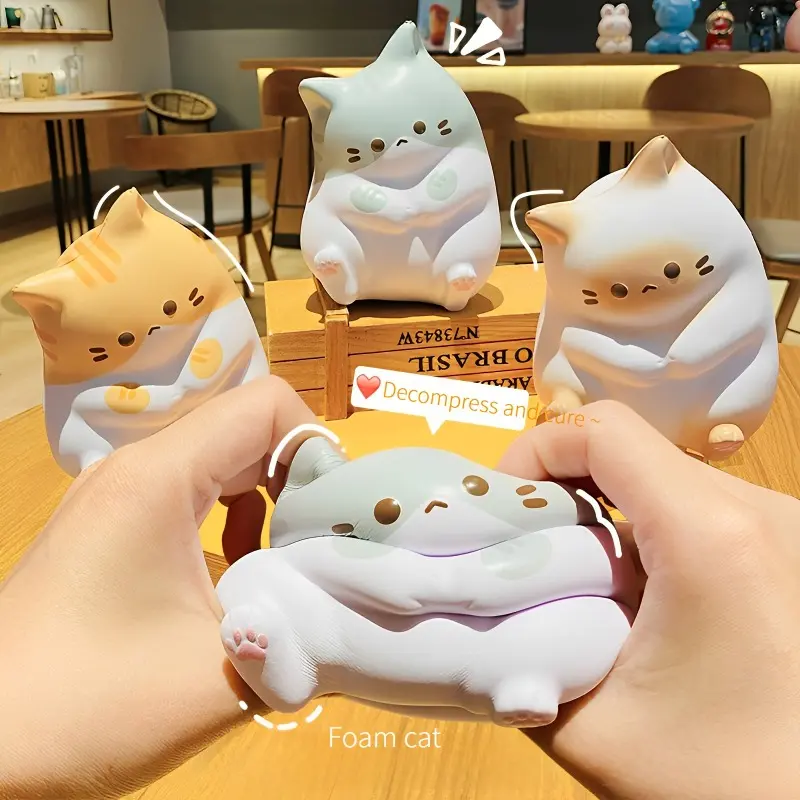 [Slow Rebound Stress Relieving Toys] Pinching, music, slow rebound, cat office ornaments, venting and stress relieving toys 3