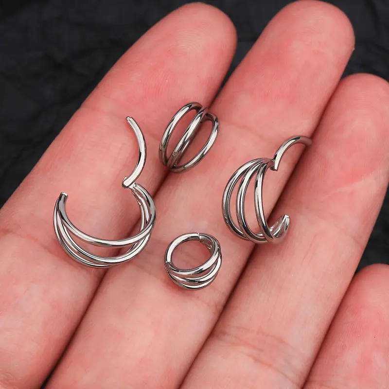 Oufer 16G Triple Layered Hinged Segment Cartilage Rings 5