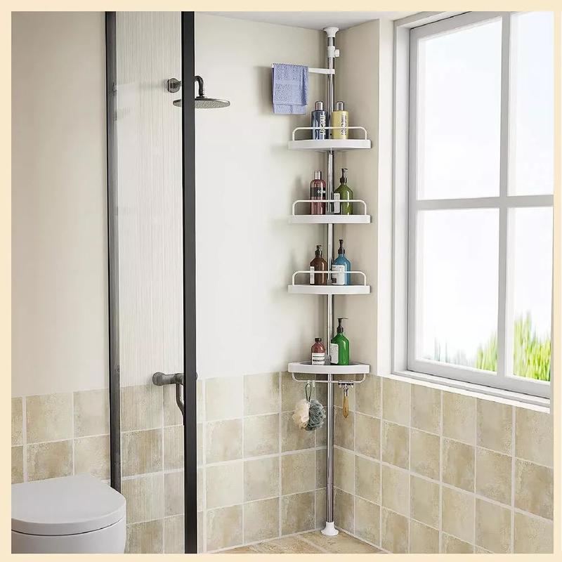 Product Introduction of 4 Tier Telescopic Bathroom Wall Corner Shelf Rack Shower Caddy Storage Organizer 0