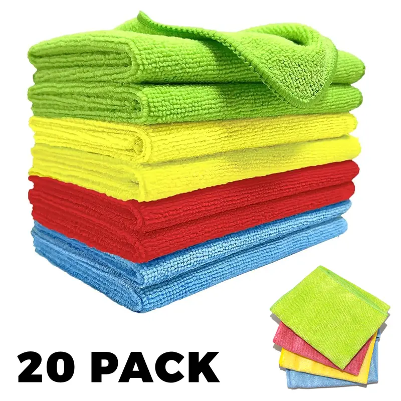 20 Pcs Pack of Microfibre Cleaning Cloths - Thick Material - 30cm x 30cm - Kitchen Cleaner Microfiber Towels Wipes 0