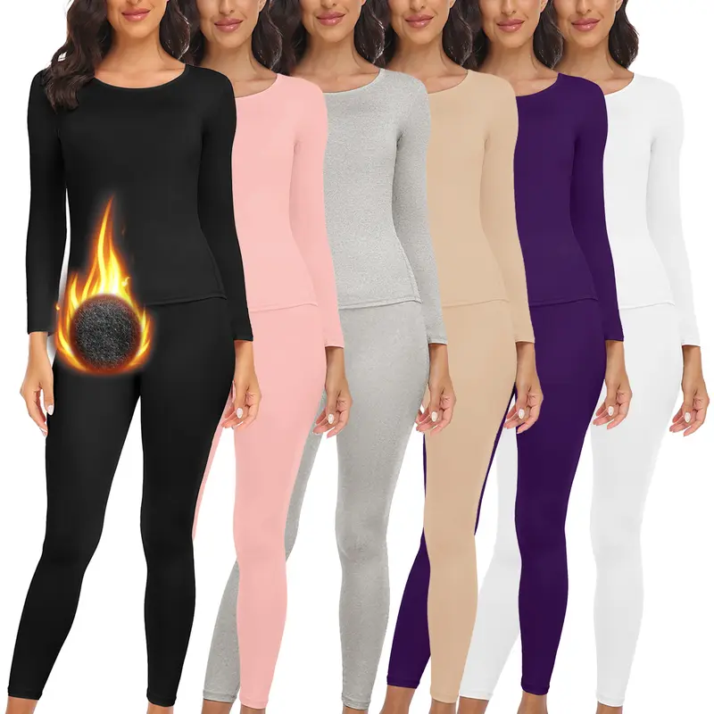 Women Thermal Underwear Set 2 pack Long Johns Ultra Soft Fleece Lined Base Layer Keep Warm Cold Weather Top Bottom﻿ 1