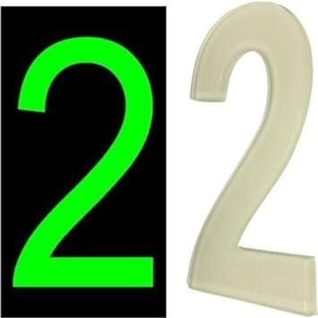 Door Numbers 3D Acrylic Luminous House Numbers Glow in the Dark Stick On Self Adhesive Home Signs Hotel Office Appartments Mailbox Outdoor 6cm 5