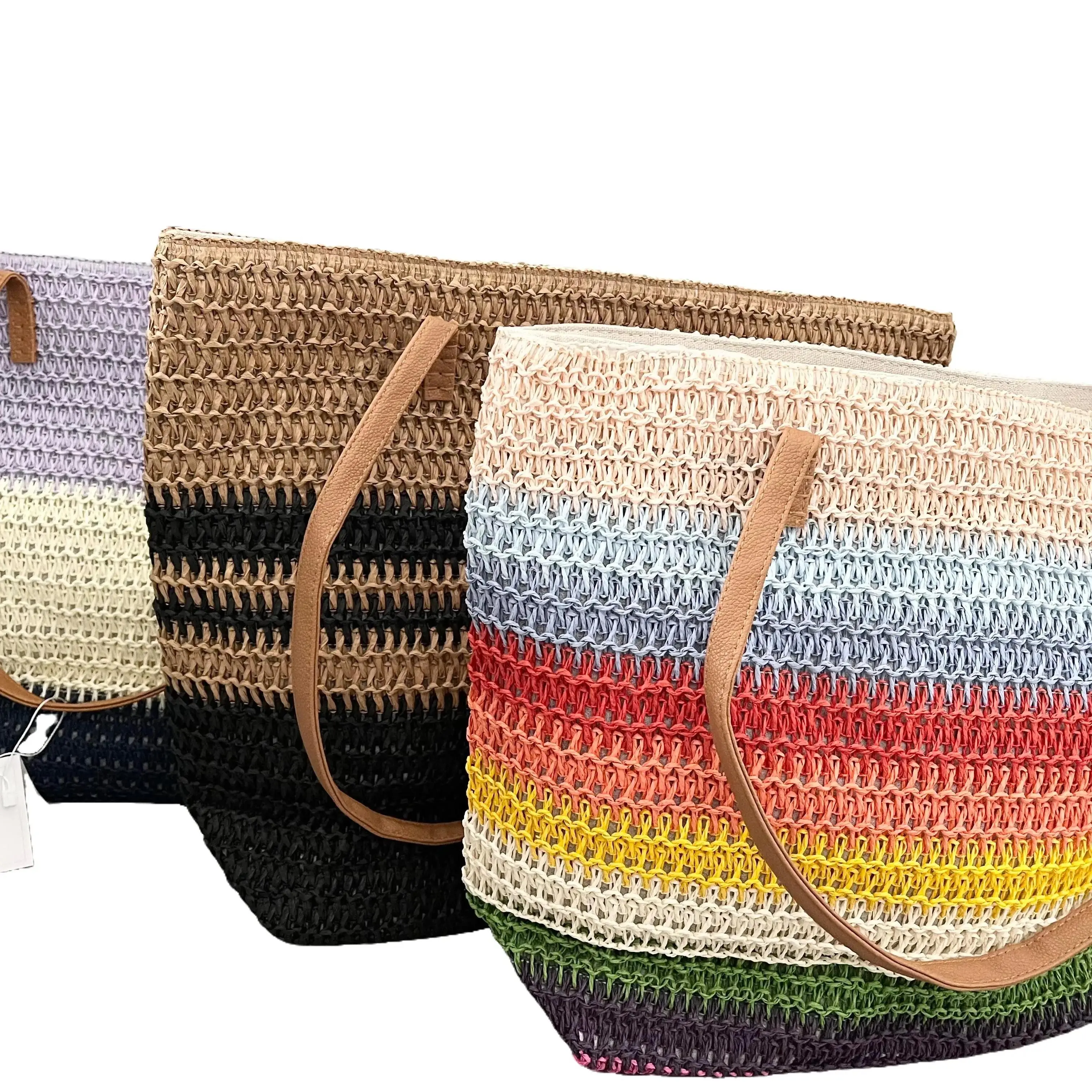 Summer Straw Large Capacity Shoulder Bag Straw Woven Basket Handbag Fashion Female Luxury Designer holiday Beach Bag Bali Shopper Tote