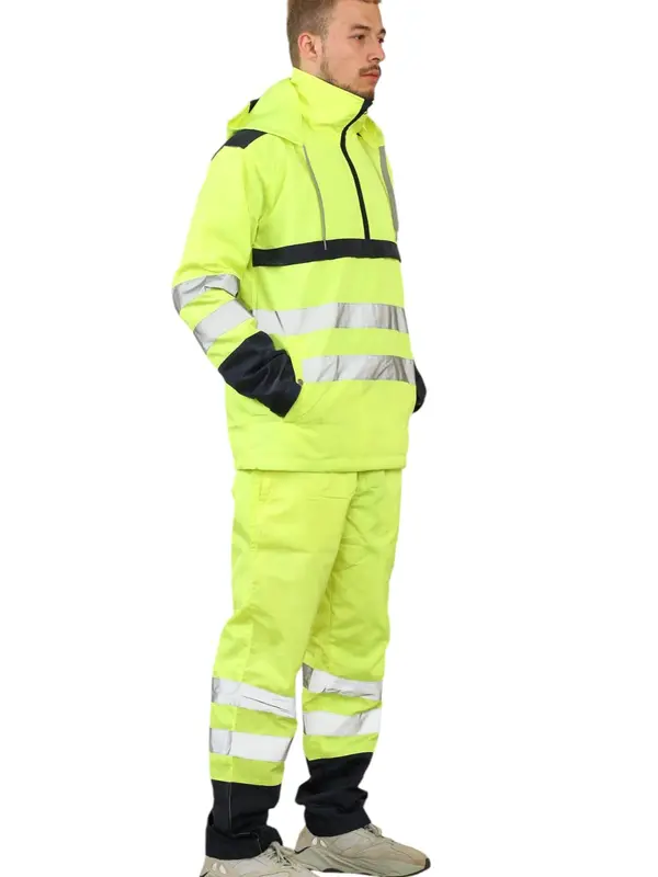 Vic-Mart Hi-Vis Rain Suit Mens Workwear Tracksuit for Outdoor Work Waterproof Reflective and Full Body Protection 8