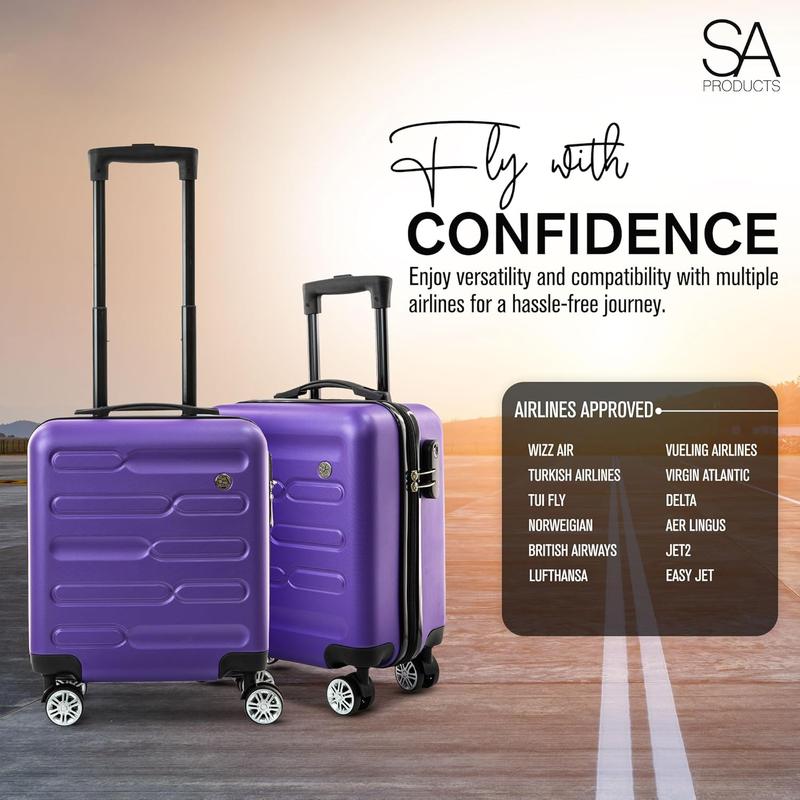 Cabin Suitcase, Carry on Suitcase, Easy Jet 45x36x20 Cabin Bag | Lightweight Suitcase Telescopic Handle, Hard Shell Small Suitcase with Wheels | Travel Cabin Luggage Suitcase (Purple) 3