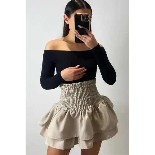 Ladie Frill Mini RARA Skirt Women Tartan Check Pleated Gathered Short Mini Skirt 4
