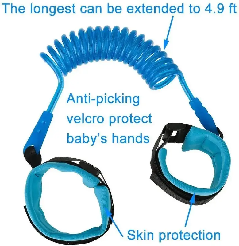 Anti Lost Wrist Link Belt for Toddlers Safety Leash Boys & Girls – Soft Comfortable Breathable Wrist Reins 1.5m for Travel & Walk –Wrist Reins for Toddlers, 360 Degree Rotating 2