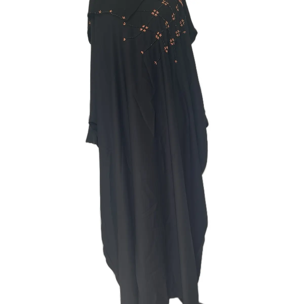 Black embroidered butterfly batwing abaya