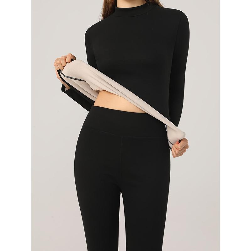 2pcs, Autumn And Winter Warm Suit For Women, Including Warm Base Top And Pants, Thermal Wear For Fall And Winter Womenswear Underwear 3