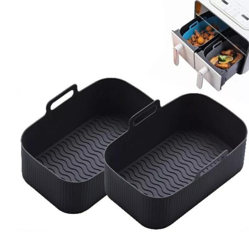 Product Introduction of 2Pcs Air Fryer Silicone Pot Rectangle Baking Dual Tray Basket Liners Insert Dish 28