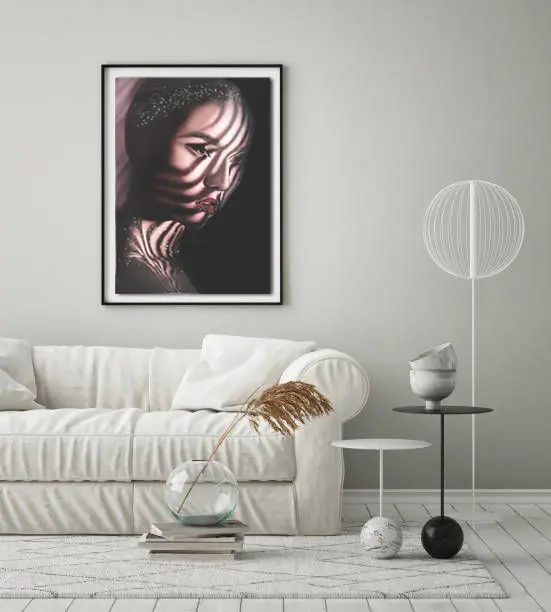 VANITY LIVING Set of 2 Surreal Portraiture Artworks, 60x80 cm, Abstract Glamour Wall Art with Jewel Embellishments, Modern High-Fashion Canvas Prints, Living Room, Bedroom, Office Decor Poster Artistic Ornaments Decoration 2