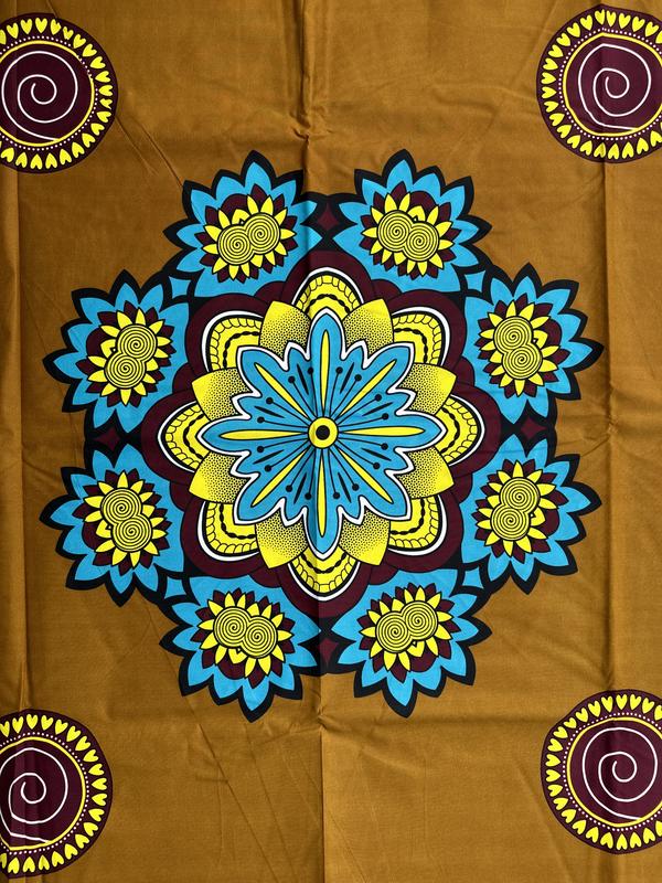 African Wax Print Polycotton Fabric, 6 Yards, for Dressmaking, Quilts, Skirt, Apparel, Sewing, Crafting Material, 45" Inch Wide, 6 Yards Piece (5.4m Long x 1.2m Wide) 2